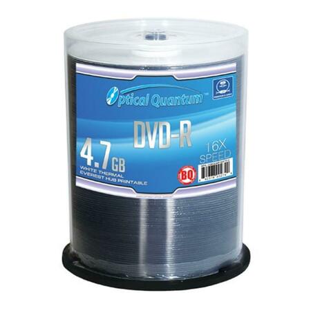 OPTICAL QUANTUM 100 Pack 16x DVD-R Media White Thermal Everest Printable OQBQDMR16WTP-E